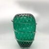 Vaso verde con foglia argento; h cm,