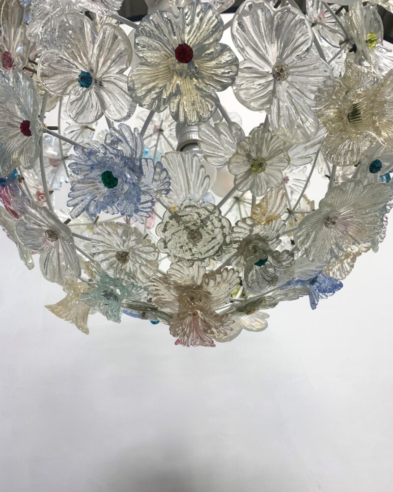 Lampadario seguso con fiori di Murano made in italy rarità con bollino ditta. - immagine 2