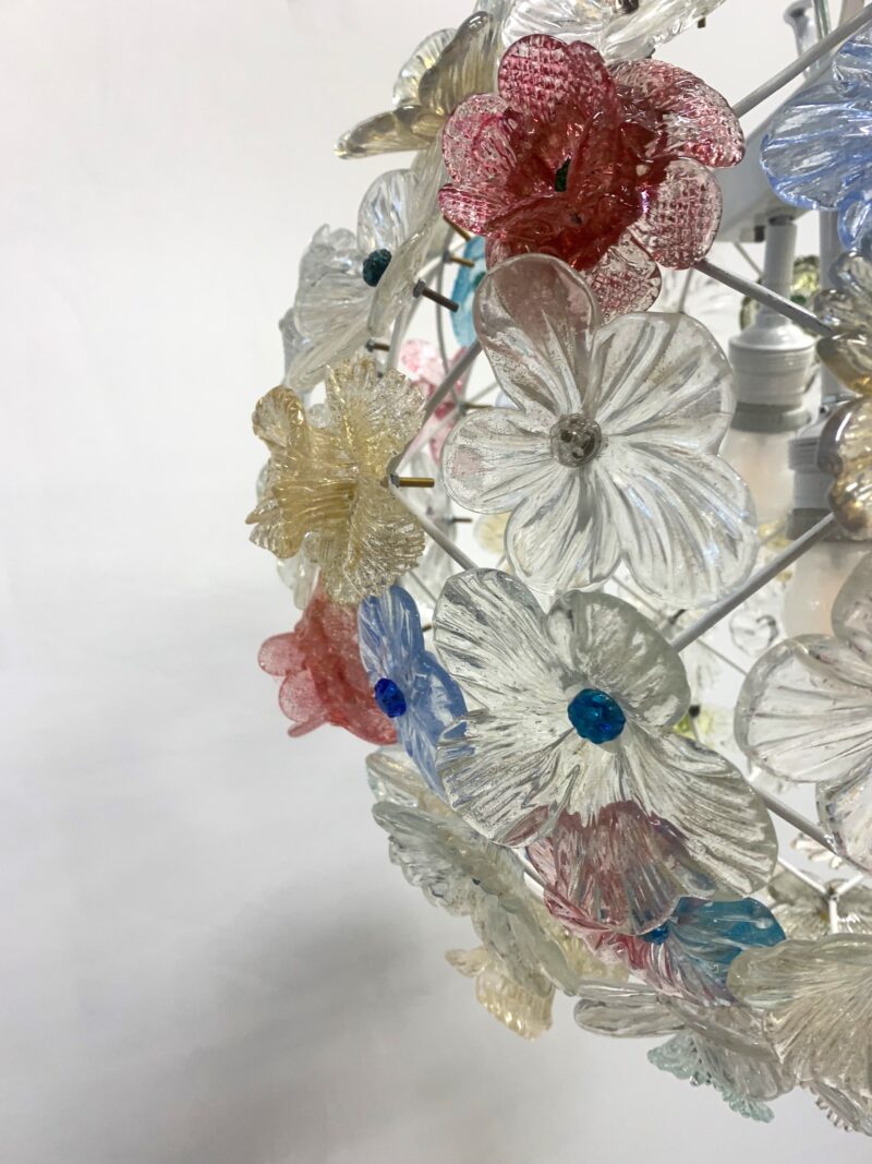 Lampadario seguso con fiori di Murano made in italy rarità con bollino ditta. - immagine 3