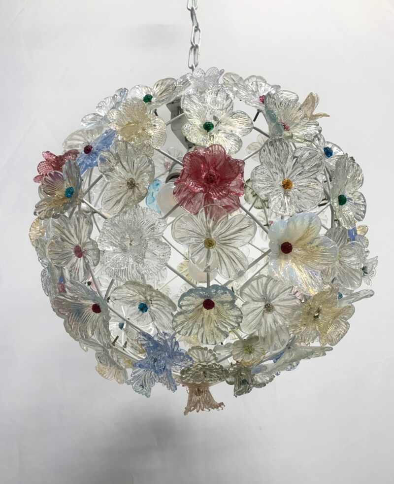 Lampadario seguso con fiori di Murano made in italy rarità con bollino ditta. - immagine 5