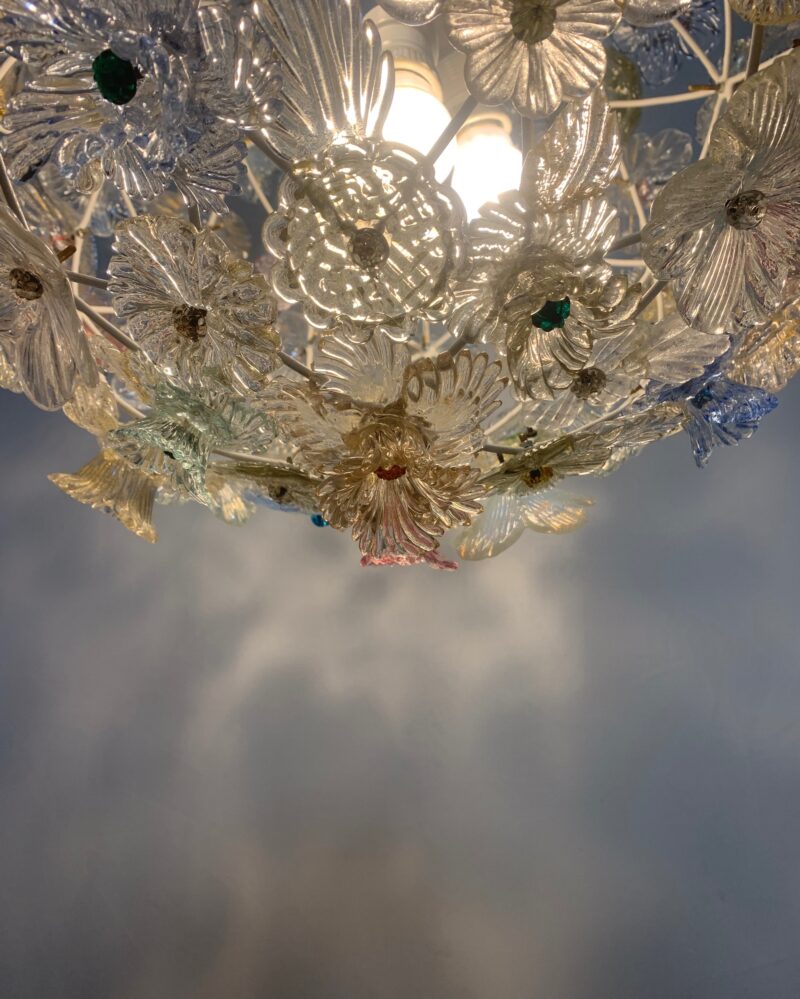 Lampadario seguso con fiori di Murano made in italy rarità con bollino ditta. - immagine 6