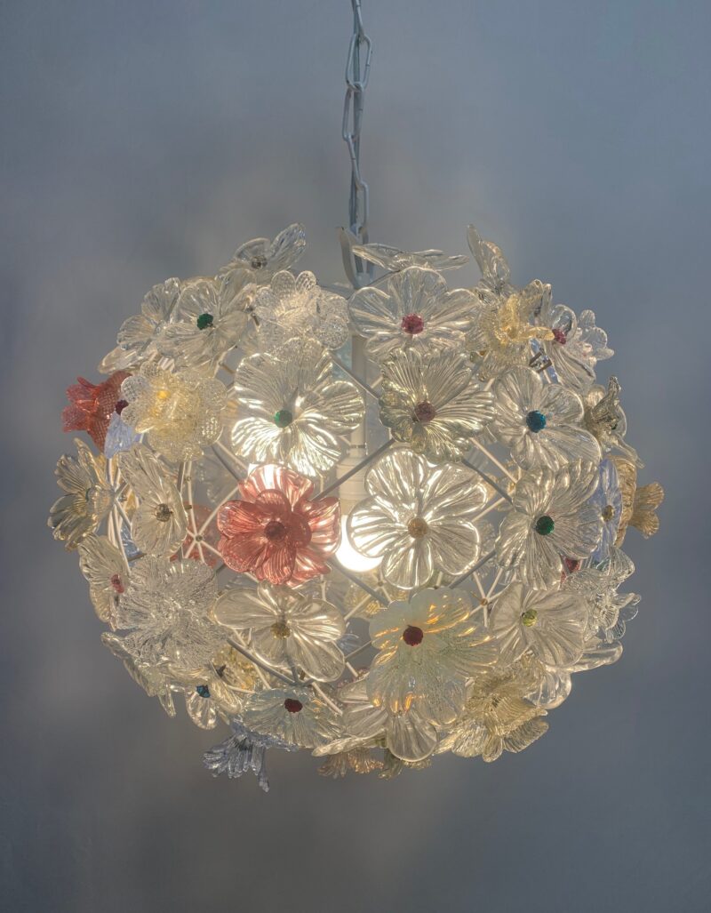 Lampadario seguso con fiori di Murano made in italy rarità con bollino ditta.